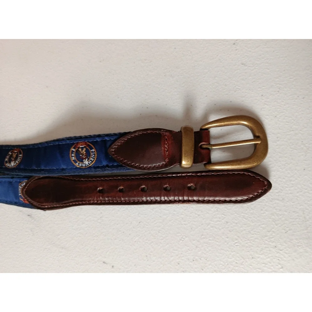 Pinehurst Golf YRI Canvas & Leather Belt Mens Size 42/105 Blue